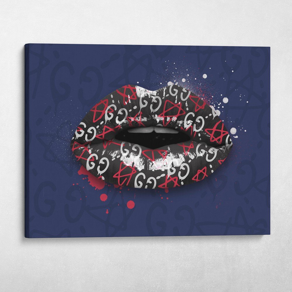 Gucci Ghost Lips Fashion Glam Modern Wall Art | Canvas Wall Art